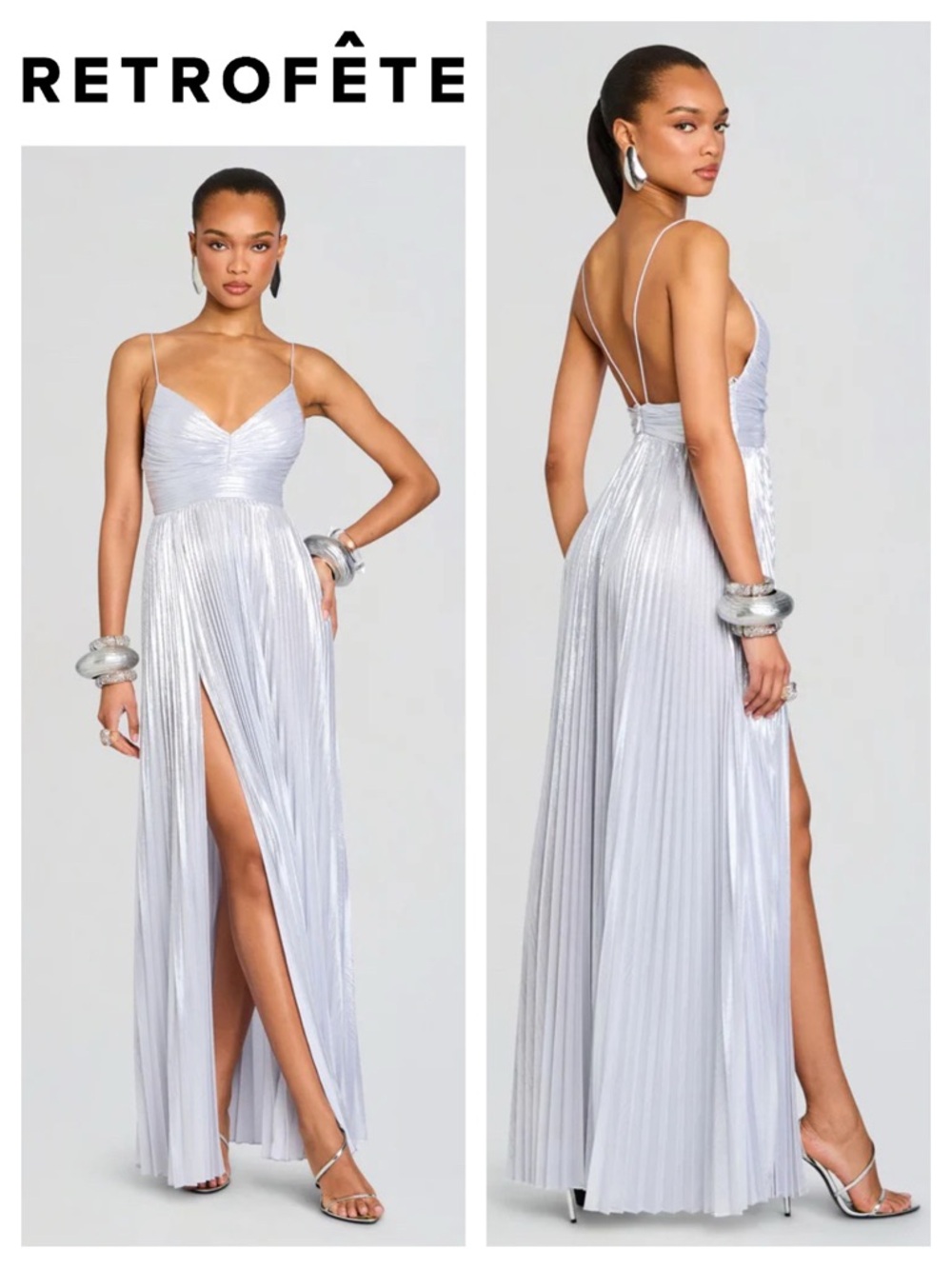 Retrofête Carolina Metallic Lamé Dress
